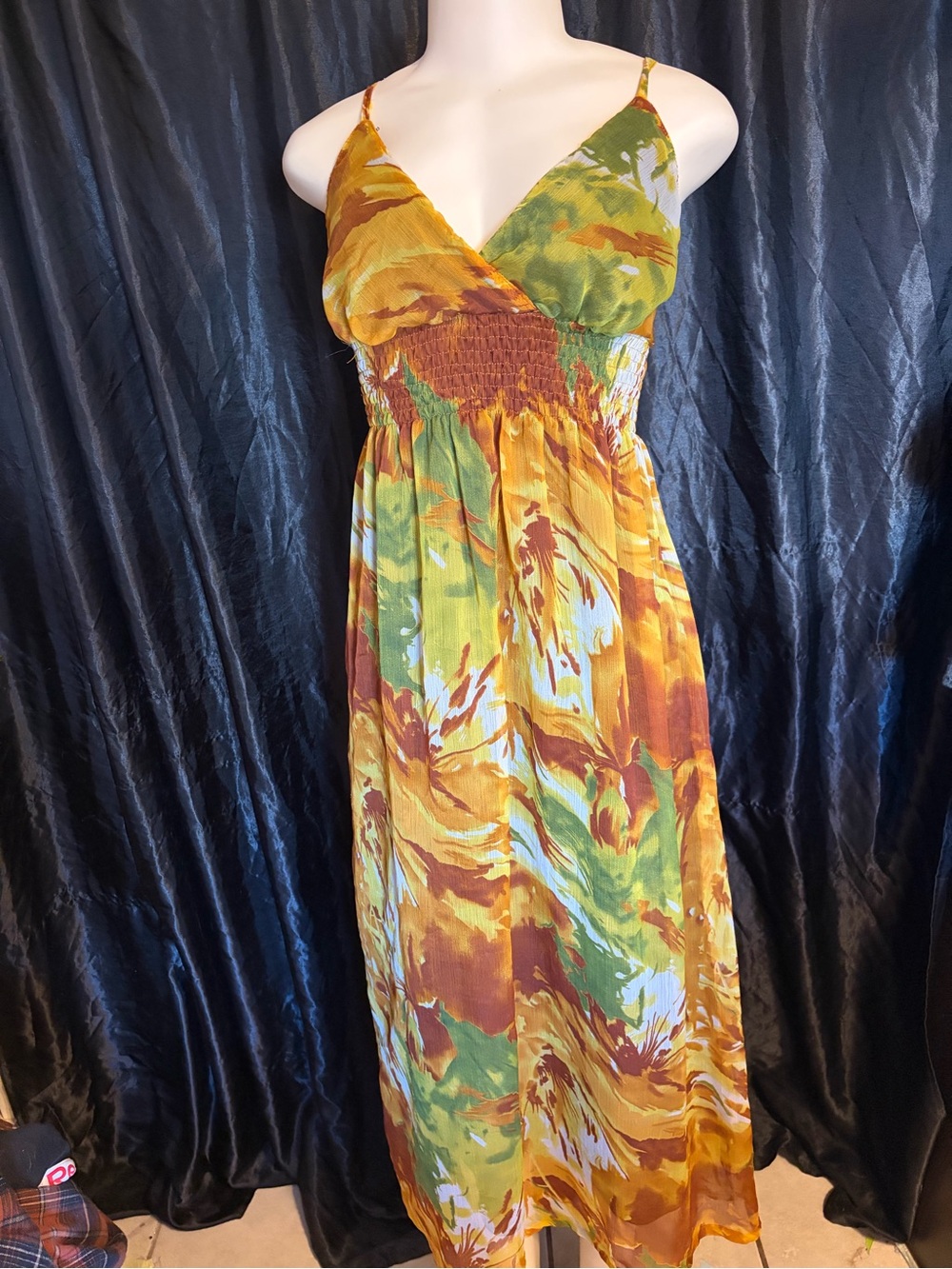 She's Cool Yellow Green Floral Maxi Dress